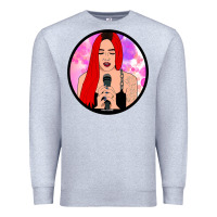 Heather Grey red hair girl singing Premium Sweatshirt - ArtChic