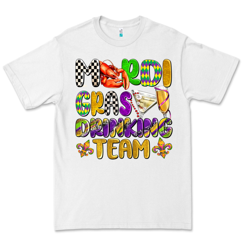 Mardi Gras Drinking Team With Glasses Olivia Premium Tee by OliviaCreatesArt | Teevron