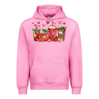Fuchsia Pink strawberry coffee cups Urban Hoodie - Jasminsmagicworld