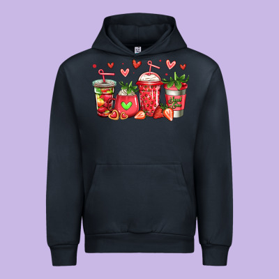 Strawberry Coffee Cups Urban Hoodie Designed By Jasminsmagicworld