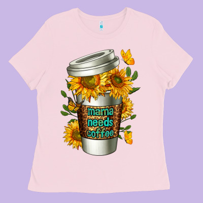 Mama Needs Coffee Cup Ladies Tee Designed By Fadigitalartstudio