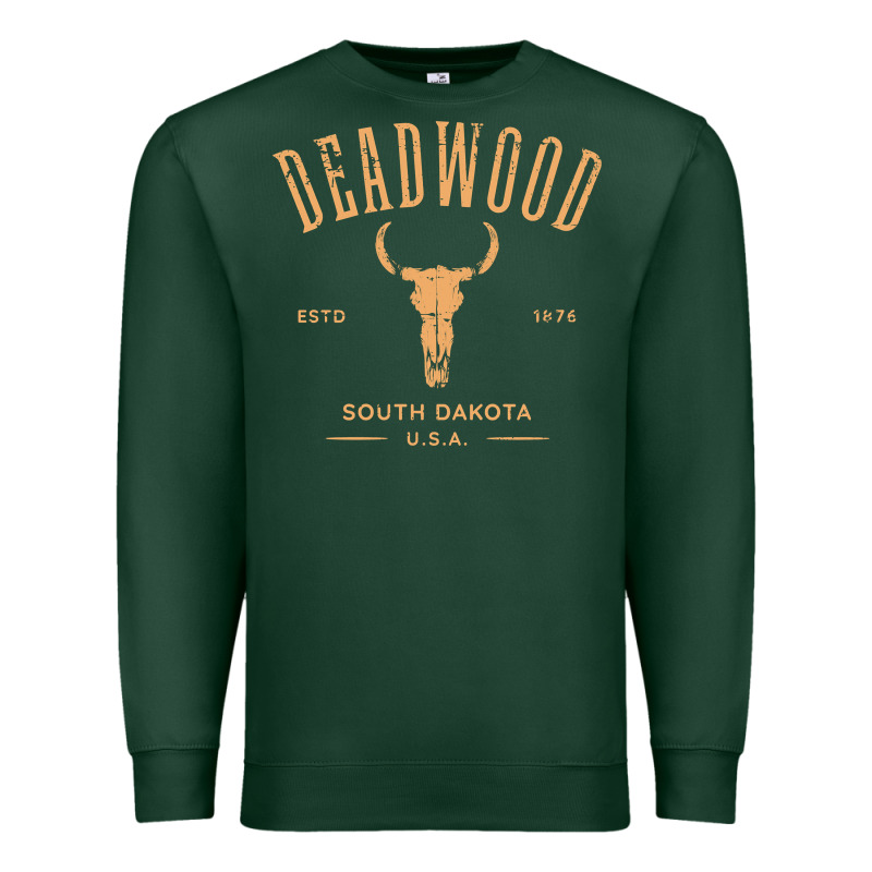 Deadwood South Dakota Usa Vintage Distressed Style Design Long Sleeve Premium Sweatshirt by StudioElite | Teevron