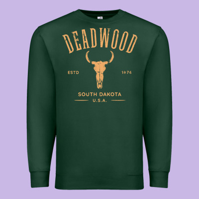 Deadwood South Dakota Usa Vintage Distressed Style Design Long Sleeve Premium Sweatshirt Designed By Studioelite