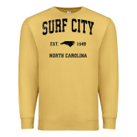 Antique Gold Surf City North Carolina Nc Vintage Sports Design Black Prin Premium Sweatshirt - StudioElite