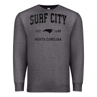 Charcoal Heather Surf City North Carolina Nc Vintage Sports Design Black Prin Premium Sweatshirt - StudioElite