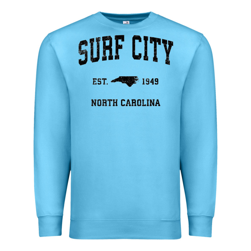 Surf City North Carolina Nc Vintage Sports Design Black Prin Premium Sweatshirt by StudioElite | Teevron