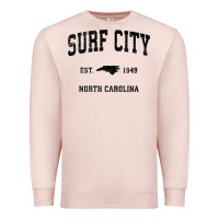 Pale Pink Surf City North Carolina Nc Vintage Sports Design Black Prin Premium Sweatshirt - StudioElite
