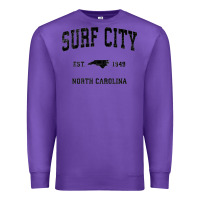 Purple Surf City North Carolina Nc Vintage Sports Design Black Prin Premium Sweatshirt - StudioElite