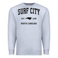 Heather Grey Surf City North Carolina Nc Vintage Sports Design Black Prin Premium Sweatshirt - StudioElite