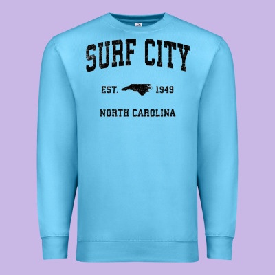 Surf City North Carolina Nc Vintage Sports Design Black Prin Premium Sweatshirt Designed By Studioelite