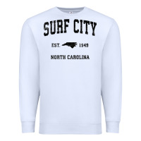White Surf City North Carolina Nc Vintage Sports Design Black Prin Premium Sweatshirt - StudioElite