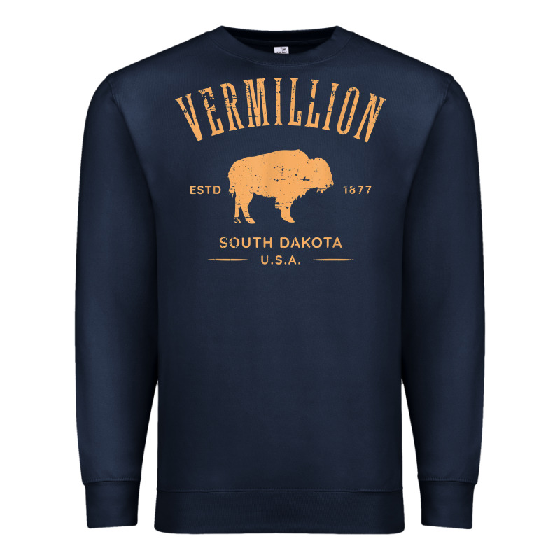 Vermillion South Dakota Bison Distressed Design T Shirt Premium Sweatshirt by StudioElite | Teevron
