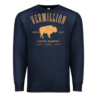 Navy vermillion south dakota bison distressed design t shirt Premium Sweatshirt - StudioElite