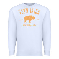 White vermillion south dakota bison distressed design t shirt Premium Sweatshirt - StudioElite