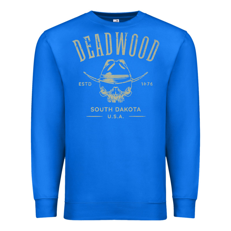 Deadwood South Dakota Usa Distressed Skull Design Souvenir Premium T S Premium Sweatshirt by StudioElite | Teevron