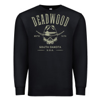 Black deadwood south dakota usa distressed skull design souvenir premium t s Premium Sweatshirt - StudioElite