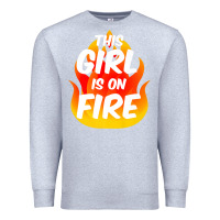 Heather Grey This Girl Is On Fire Fierce Lady Woman Power Go Girls Fiery Premium Sweatshirt - StudioElite