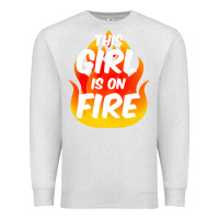 Oatmeal Heather This Girl Is On Fire Fierce Lady Woman Power Go Girls Fiery Premium Sweatshirt - StudioElite