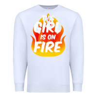 White This Girl Is On Fire Fierce Lady Woman Power Go Girls Fiery Premium Sweatshirt - StudioElite