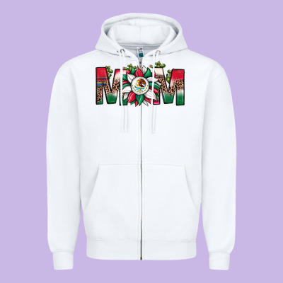 Mexican Flag Sunflower Mom Leopard Zipper Hoodie Designed By Jahusdesignshop