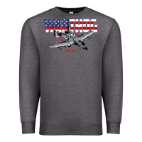 Charcoal Heather Military Airplane A-10 Warthog American Flag Premium Sweatshirt - StudioElite