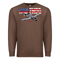 Military Airplane A-10 Warthog American Flag Premium Sweatshirt | Teevron