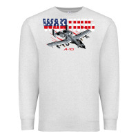 Oatmeal Heather Military Airplane A-10 Warthog American Flag Premium Sweatshirt - StudioElite