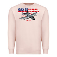 Pale Pink Military Airplane A-10 Warthog American Flag Premium Sweatshirt - StudioElite