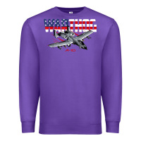 Purple Military Airplane A-10 Warthog American Flag Premium Sweatshirt - StudioElite