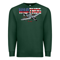 Sports Green Military Airplane A-10 Warthog American Flag Premium Sweatshirt - StudioElite