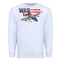 White Military Airplane A-10 Warthog American Flag Premium Sweatshirt - StudioElite