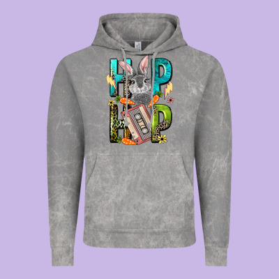 Western Hip Hop Bunny Easter Day Vintage Hoodie Designed By Lillyallendesigns