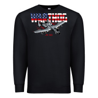 Black Military Airplane A-10 Warthog American Flag Premium Sweatshirt - StudioElite