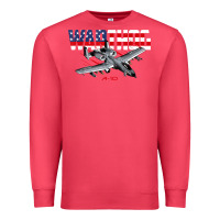 Cardinal Military Airplane A-10 Warthog American Flag Premium Sweatshirt - StudioElite