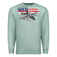 Seafoam Military Airplane A-10 Warthog American Flag Premium Sweatshirt - StudioElite