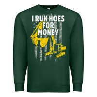 Sports Green heavy equipment operator i run hoes for money usa flag t shirt Premium Sweatshirt - StudioElite