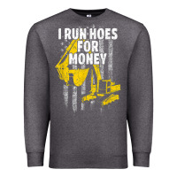 Charcoal Heather heavy equipment operator i run hoes for money usa flag t shirt Premium Sweatshirt - StudioElite