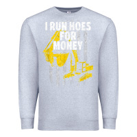 Heather Grey heavy equipment operator i run hoes for money usa flag t shirt Premium Sweatshirt - StudioElite