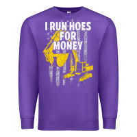 Purple heavy equipment operator i run hoes for money usa flag t shirt Premium Sweatshirt - StudioElite