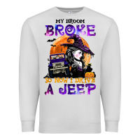 Dove Grey my broom broke so now i drive a j.e.e.p witch halloween t shirt Premium Sweatshirt - StudioElite