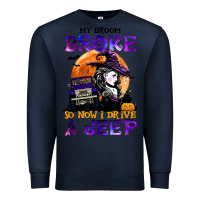 Navy my broom broke so now i drive a j.e.e.p witch halloween t shirt Premium Sweatshirt - StudioElite