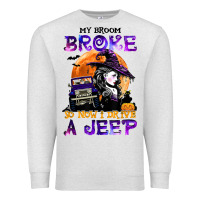 Oatmeal Heather my broom broke so now i drive a j.e.e.p witch halloween t shirt Premium Sweatshirt - StudioElite