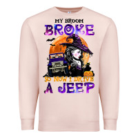 Pale Pink my broom broke so now i drive a j.e.e.p witch halloween t shirt Premium Sweatshirt - StudioElite