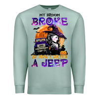 Seafoam my broom broke so now i drive a j.e.e.p witch halloween t shirt Premium Sweatshirt - StudioElite