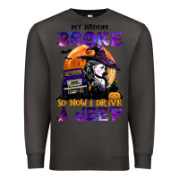 Smoke my broom broke so now i drive a j.e.e.p witch halloween t shirt Premium Sweatshirt - StudioElite