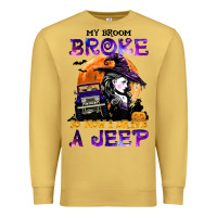 Antique Gold my broom broke so now i drive a j.e.e.p witch halloween t shirt Premium Sweatshirt - StudioElite