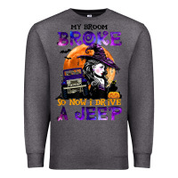 Charcoal Heather my broom broke so now i drive a j.e.e.p witch halloween t shirt Premium Sweatshirt - StudioElite