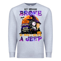 Heather Grey my broom broke so now i drive a j.e.e.p witch halloween t shirt Premium Sweatshirt - StudioElite