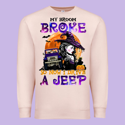 My Broom Broke So Now I Drive A J.e.e.p Witch Halloween T Shirt Premium Sweatshirt Designed By Studioelite