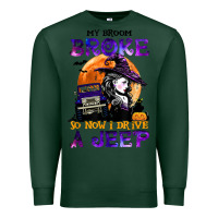 Sports Green my broom broke so now i drive a j.e.e.p witch halloween t shirt Premium Sweatshirt - StudioElite